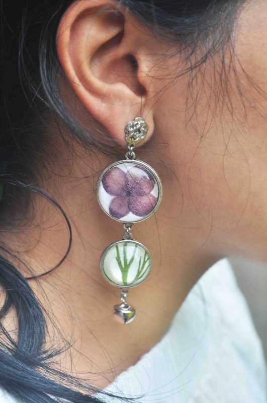 Amethyst Purple Hydrangea Droplet Earring