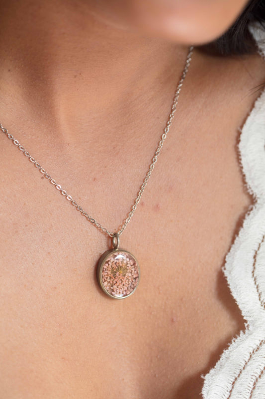 Minutiae Series - Soft Pink Queen Anne's Lace Necklace