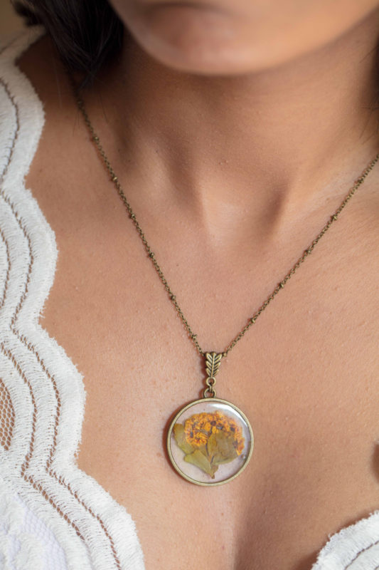 Yellow Spirae Bella Flower Necklace