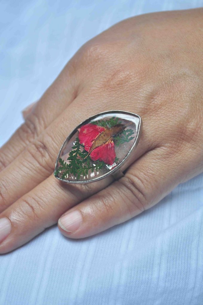 Marquise shaped Red Rose Ring