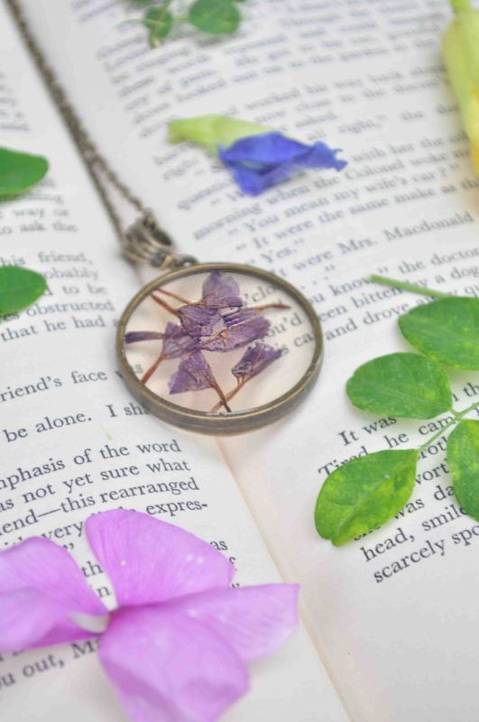Purple Calendula - Bell Flower Necklace