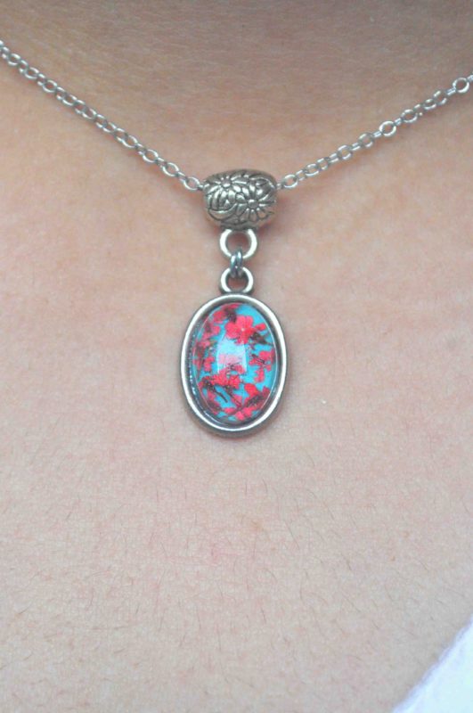 Coral Queen Anne's lace Miniature Necklace