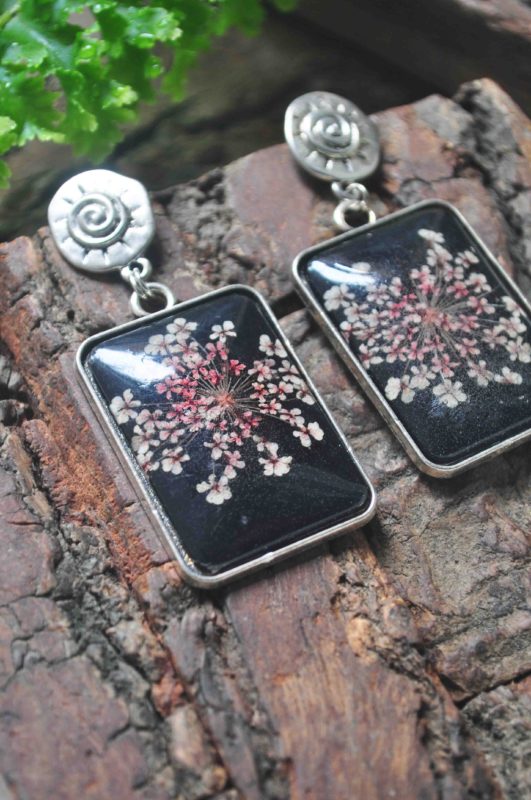 Light Coral Queen Anne's lace Earrings