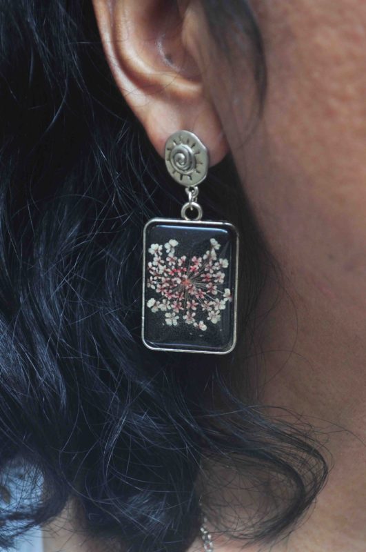 Light Coral Queen Anne's lace Earrings