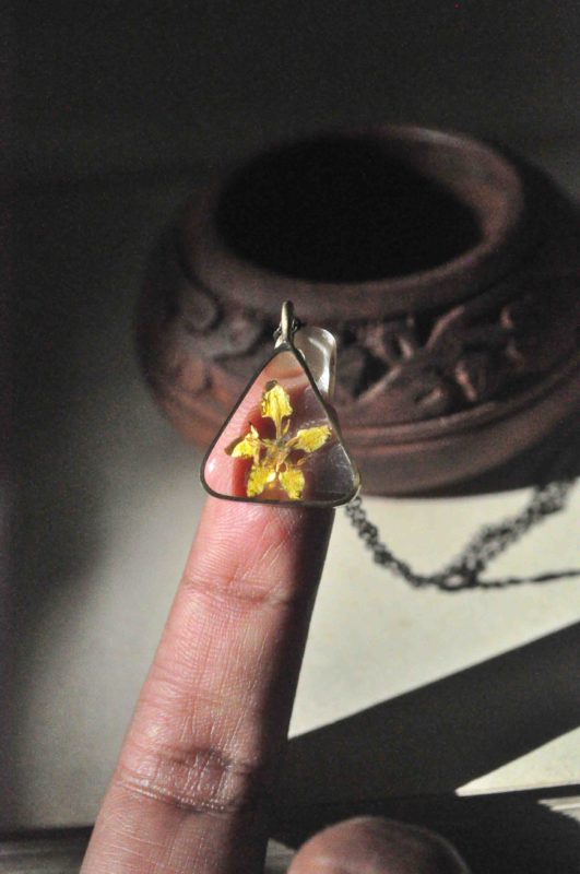 Golden Thryallis aka Shower of Gold - Triangular Tiny Necklace