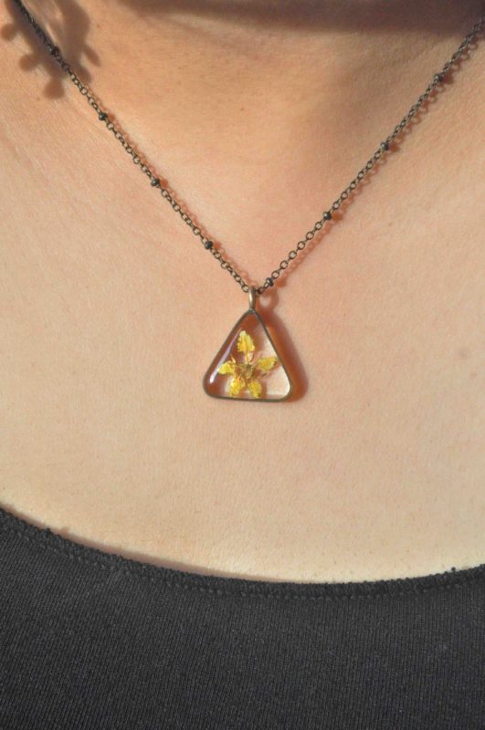 Golden Thryallis aka Shower of Gold - Triangular Tiny Necklace